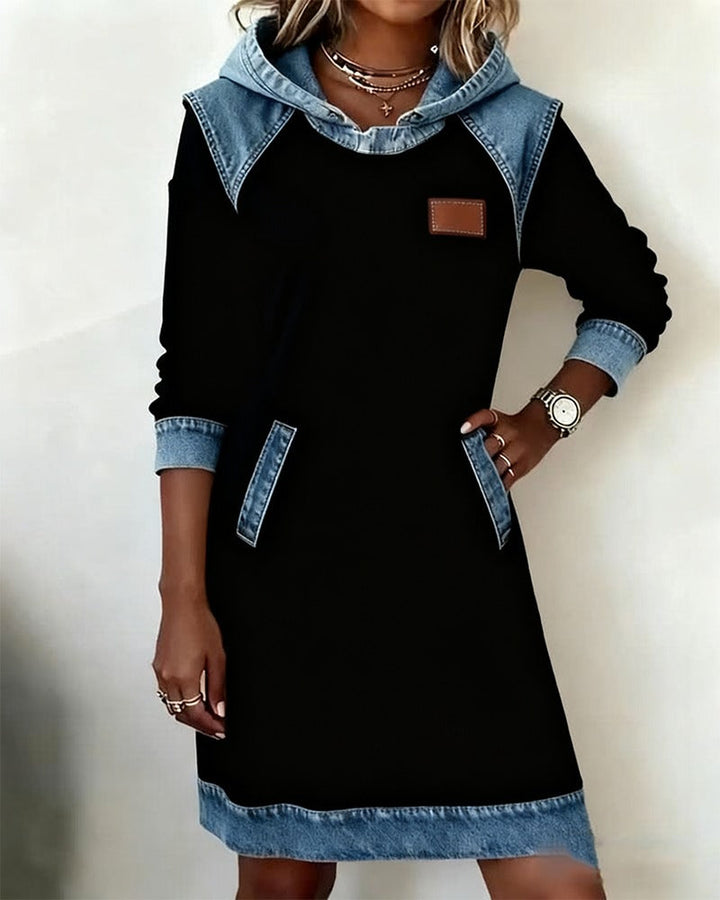 Macey™ Hooded dress with denim inserts