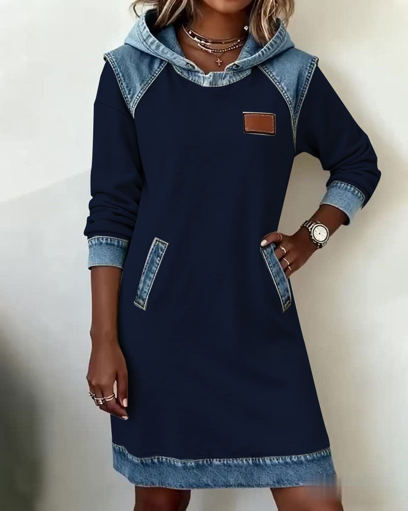 Macey™ Hooded dress with denim inserts