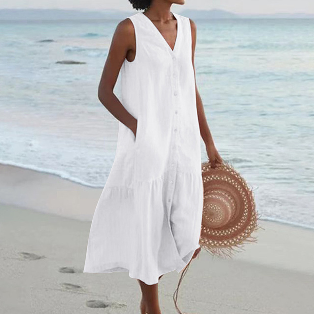 Lucil Linen Midi Dress