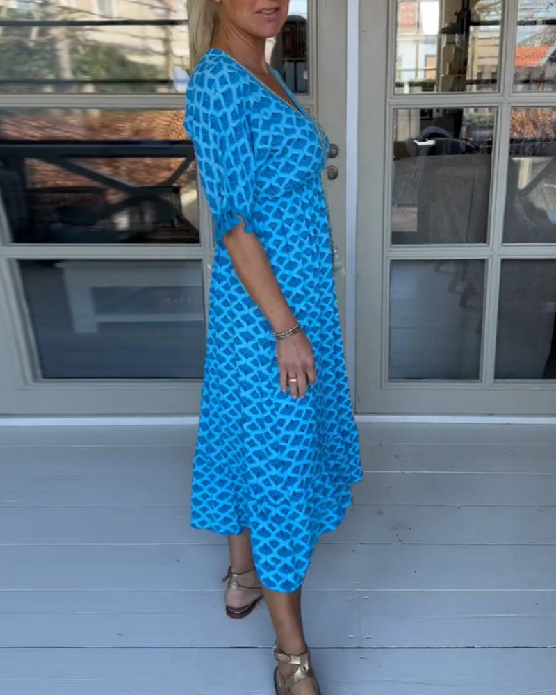Melia | V-neck Casual Dress With Print