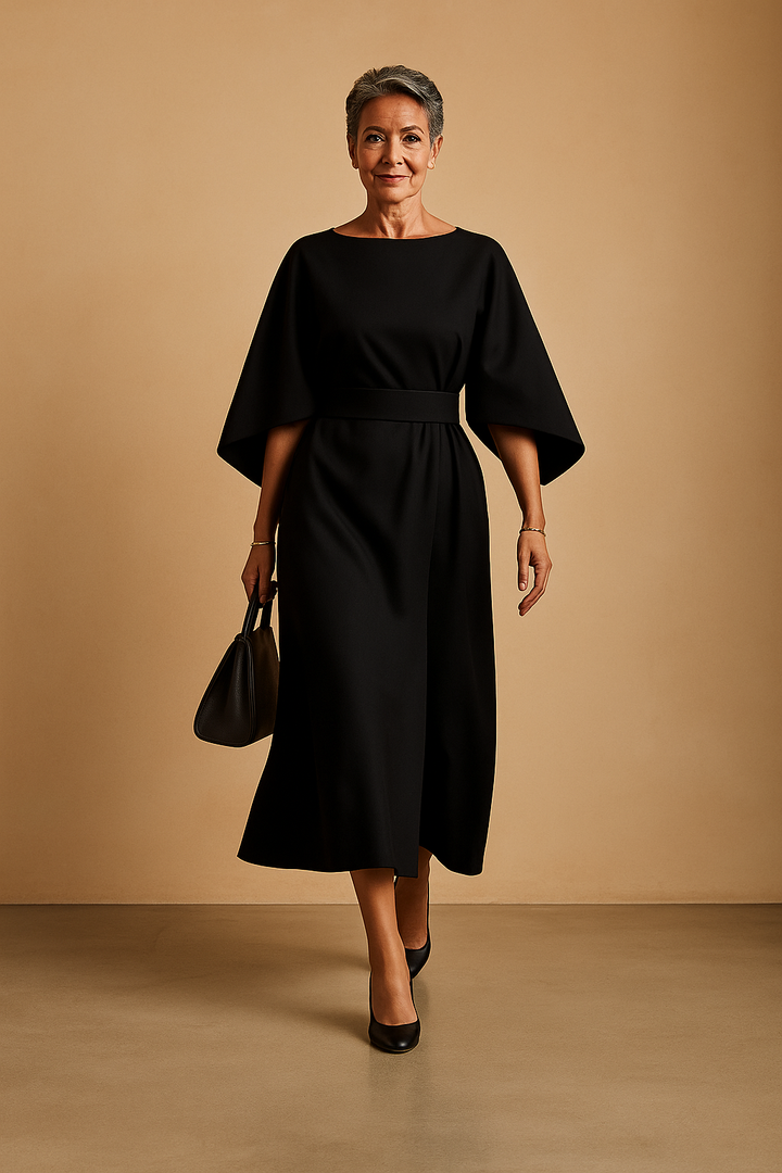 Eldra | Satin Feel Batwing Sleeve Maxi Dress