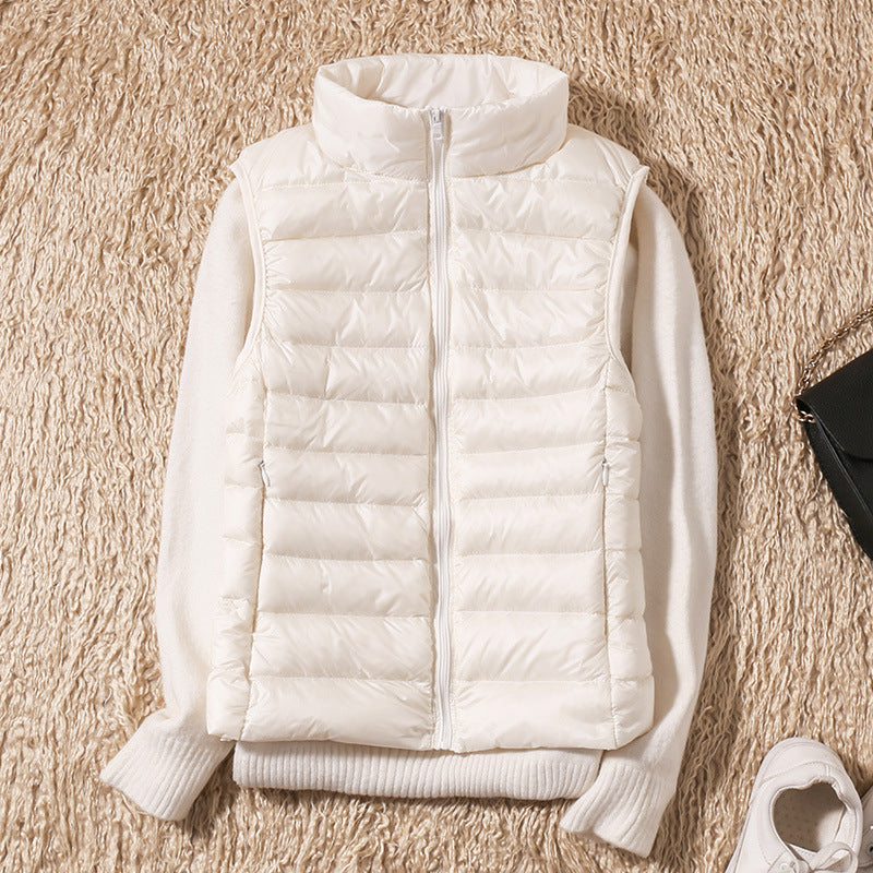 Velora – Ultralight White Duck Down Vest
