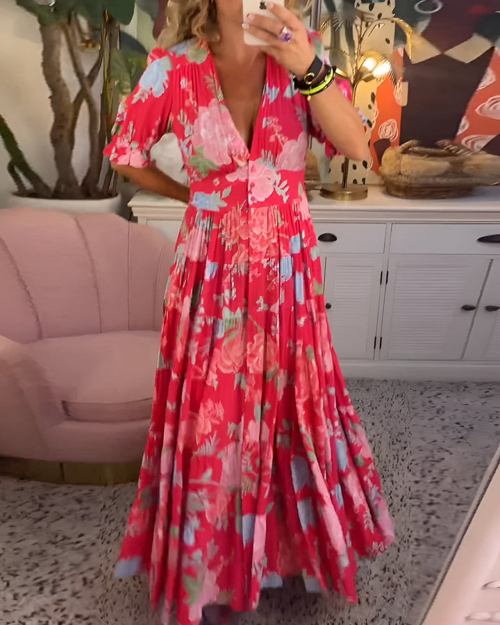 Carine™ — Floral V-Neck Dress