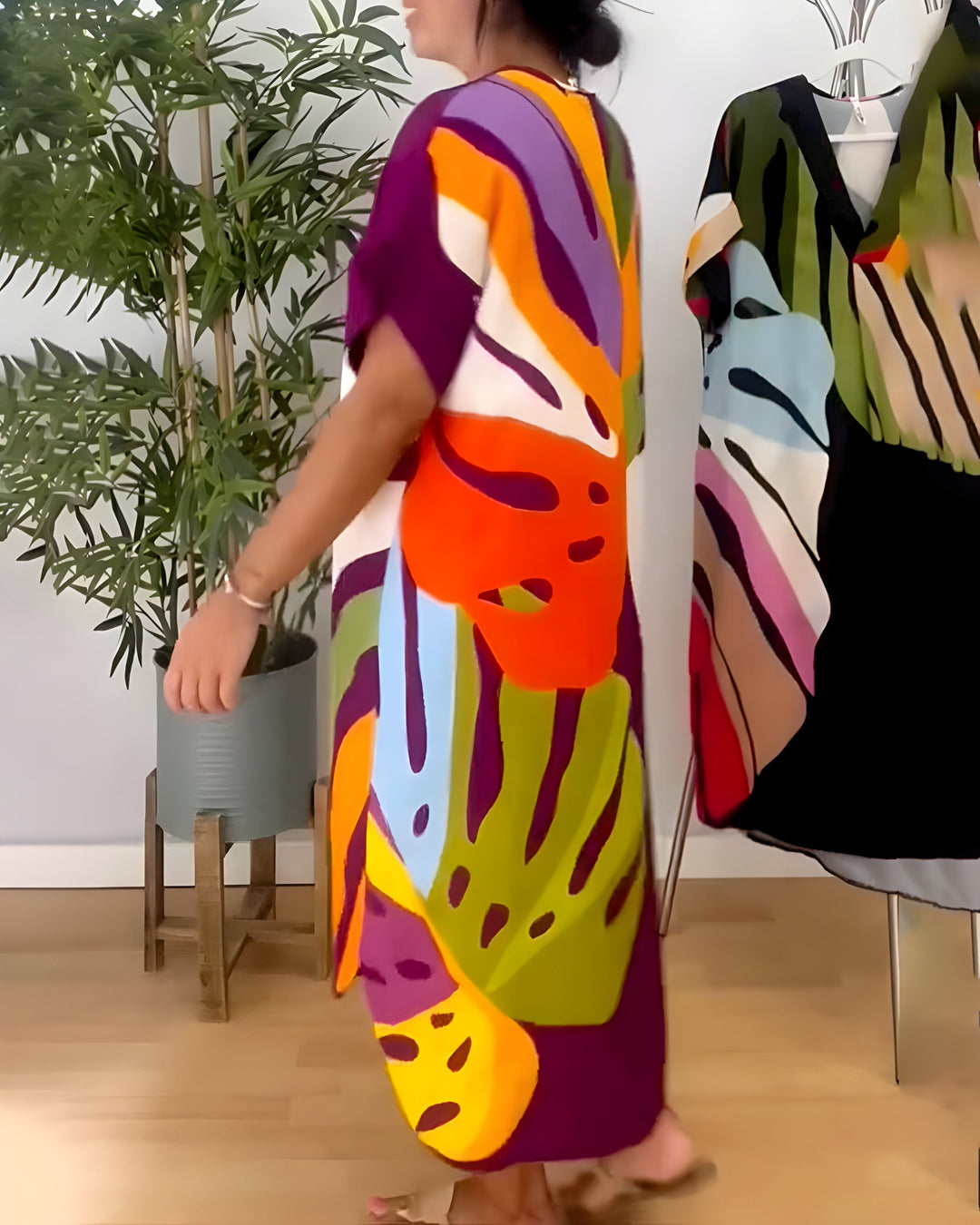 Janice | Casual Colorful Leaf Print Dress