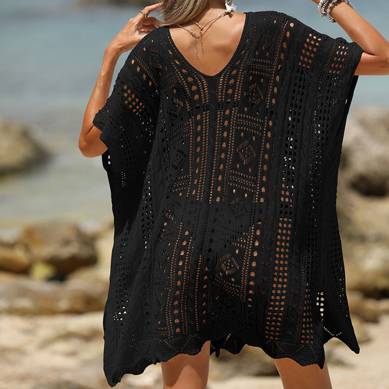 Issi-Sexy Cutout Texture Sun Protection Beach Cover-Up