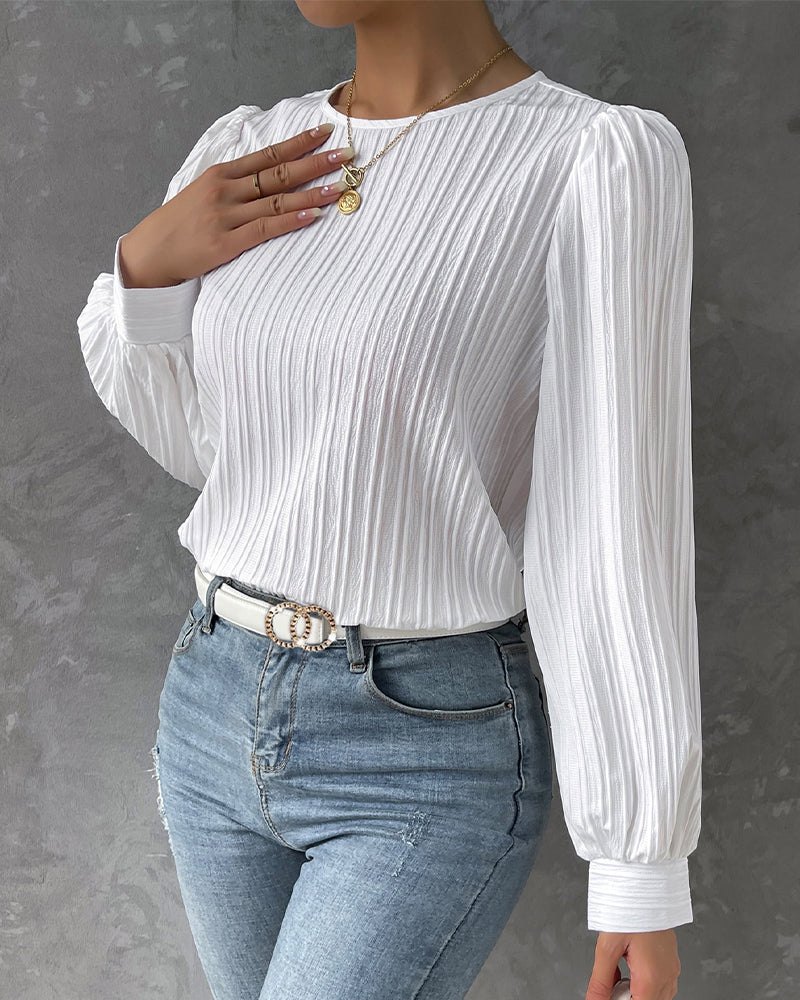 MARLEY | PLEATED LANTERN SLEEVE TOP FOR WOMEN