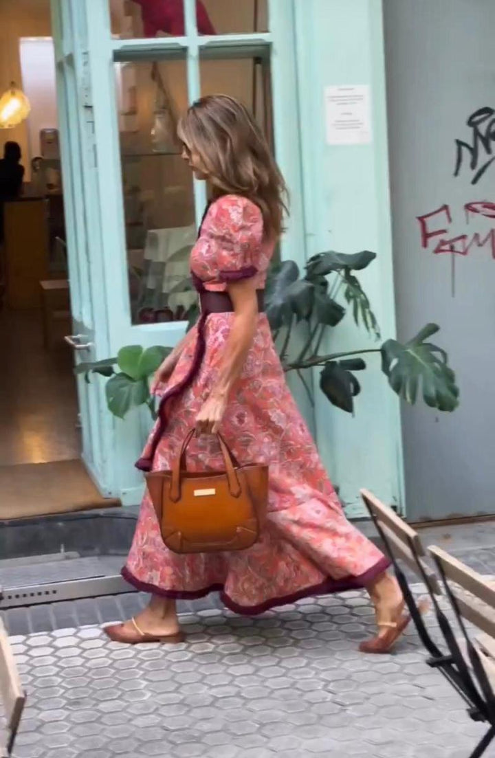 Missi Elegant Pink Short Sleeve Maxi Dress