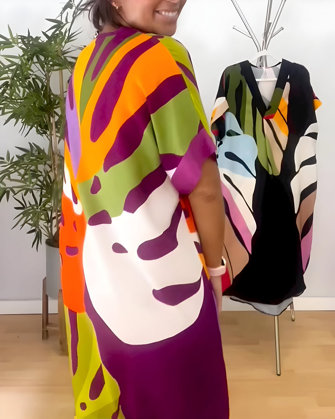 Janice | Casual Colorful Leaf Print Dress
