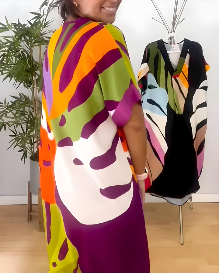 Janice | Casual Colorful Leaf Print Dress