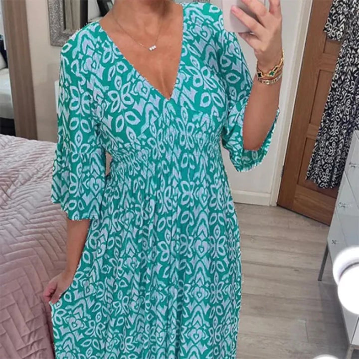 Tracie-Floral V-neck dress