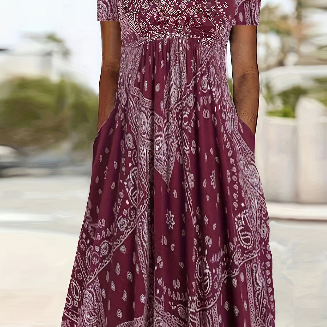 Yuki™-Casual Paisley Print Dress