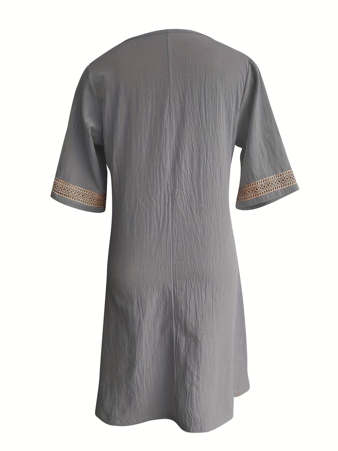 Wendy-V-Neck Lace Half-Sleeve Dress