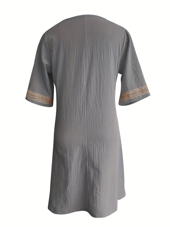 Wendy-V-Neck Lace Half-Sleeve Dress