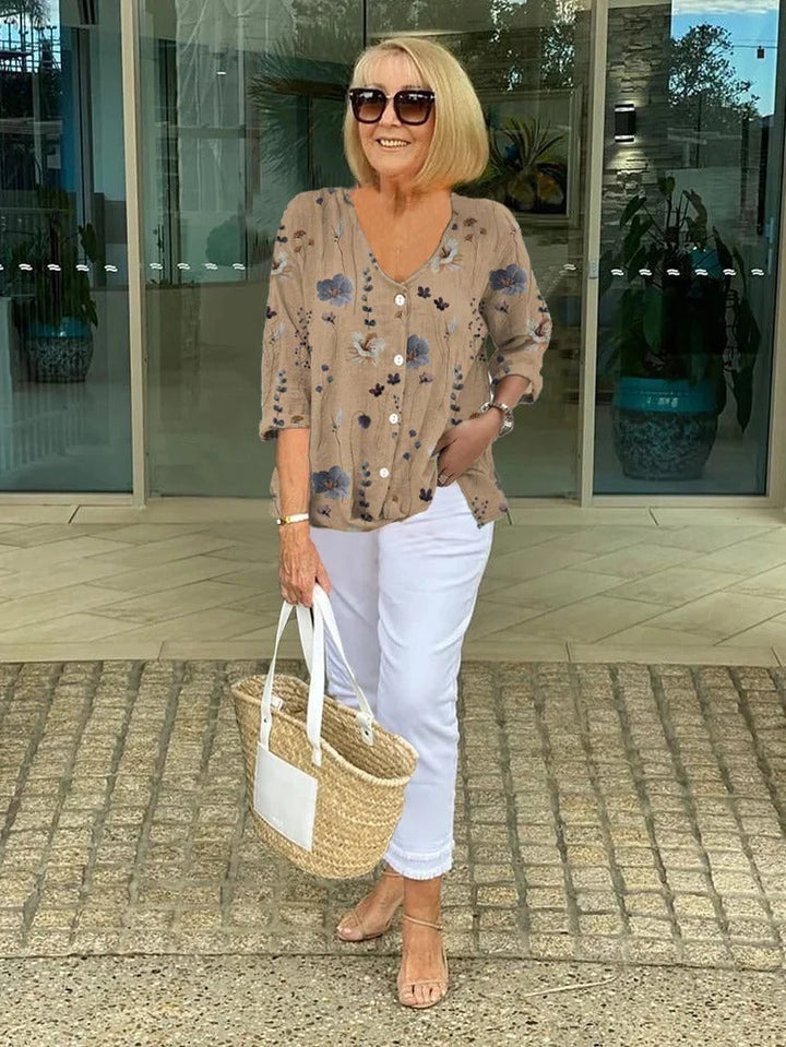 TASHA – FLORAL BLOUSE WITH SOFT DRAPE