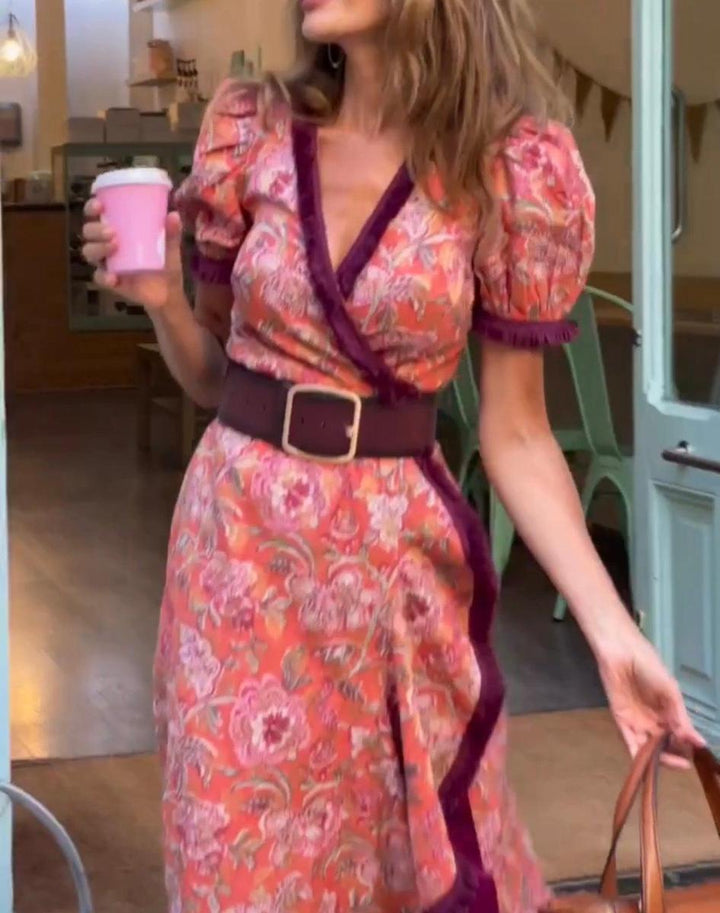 Missi Elegant Pink Short Sleeve Maxi Dress