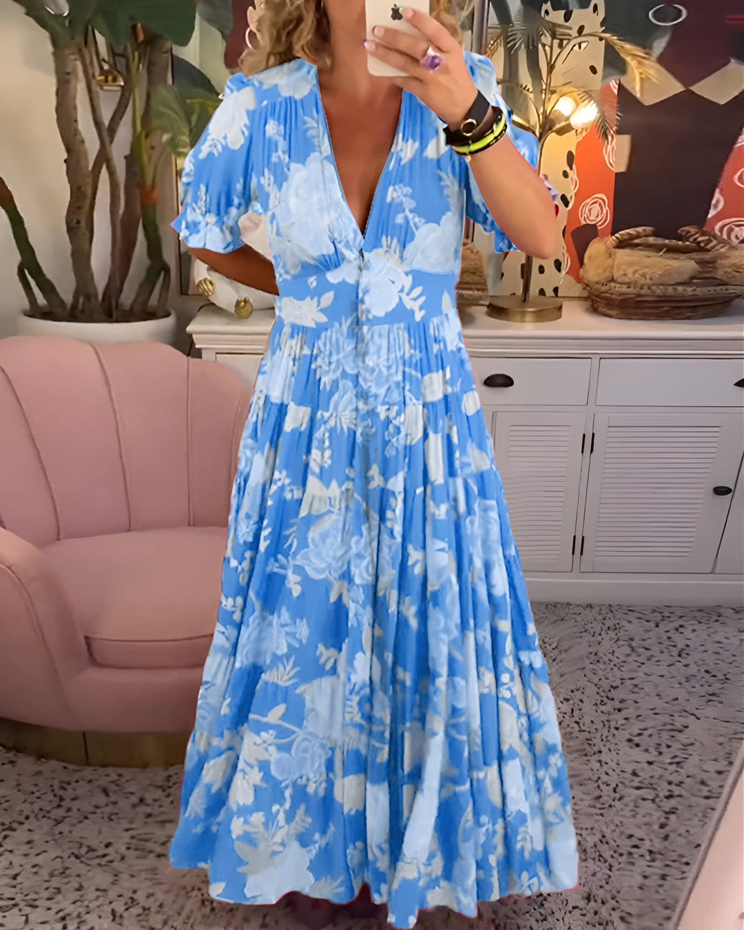 Carine™ — Floral V-Neck Dress