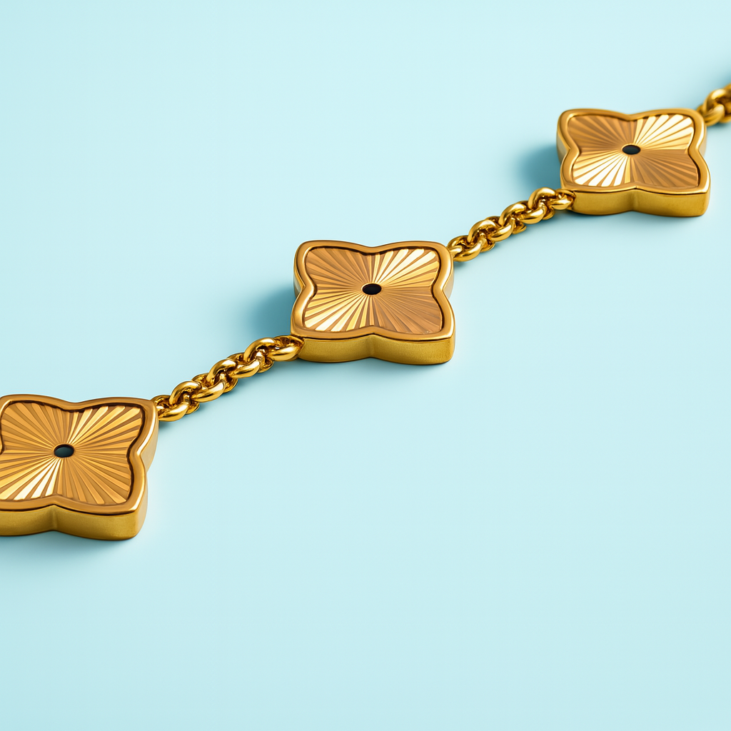 Briana | Textured Multi Clover Bracelet - 18K Gold Plated Waterproof