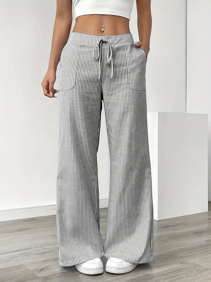 Nina™ - Elegant Striped Pant With Pockets