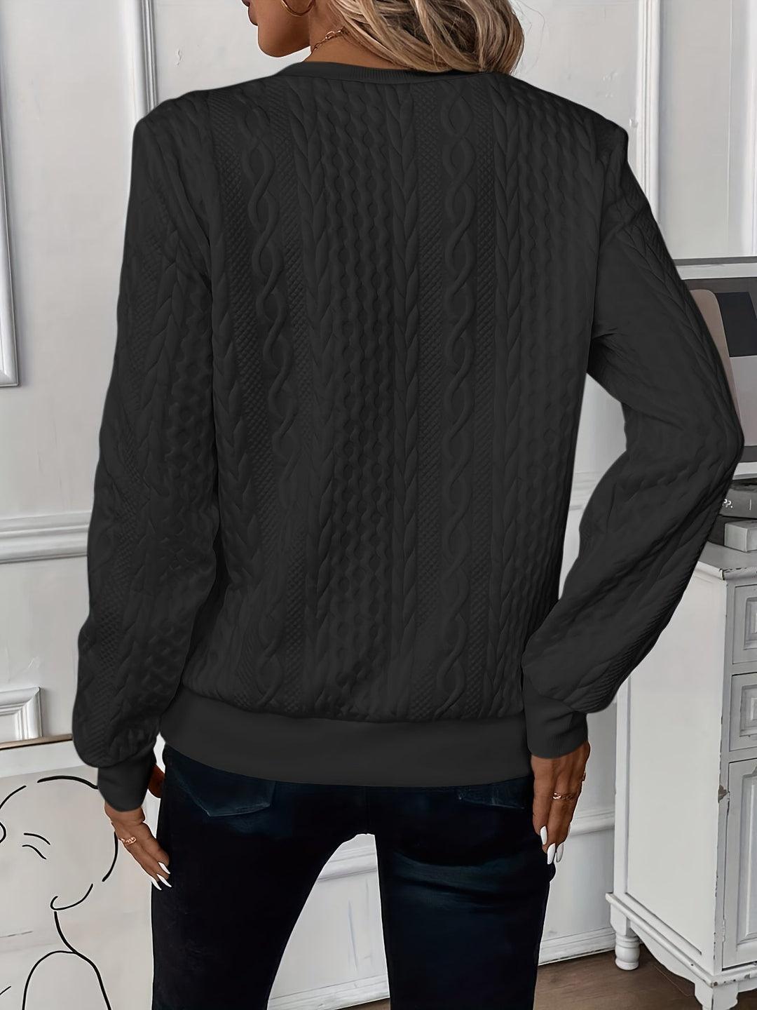 Elysha - Textured Quarter-Zip Pullover