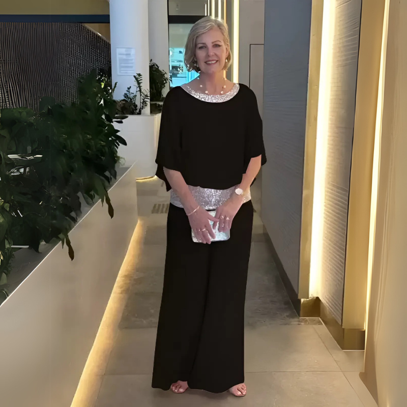 Gloria™ – Sequin-Trim Chiffon Two-Piece Set