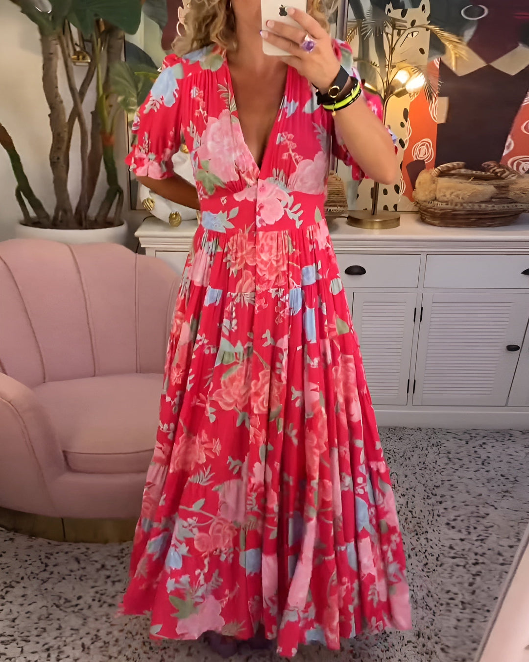 Carine™ — Floral V-Neck Dress