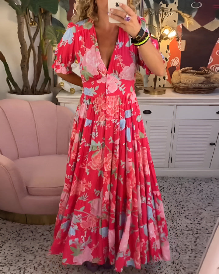 Carine™ — Floral V-Neck Dress