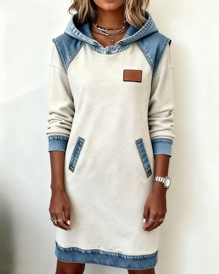 Macey™ Hooded dress with denim inserts