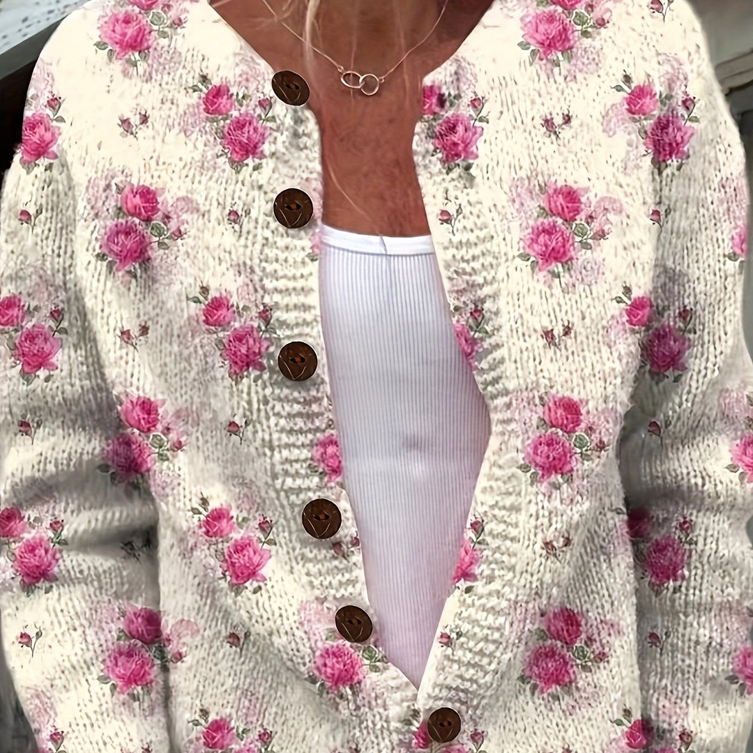 Wendy- 3D Floral Print Cardigan