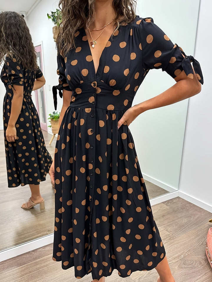 Lila™ | Polka Dot V-Neck Dress