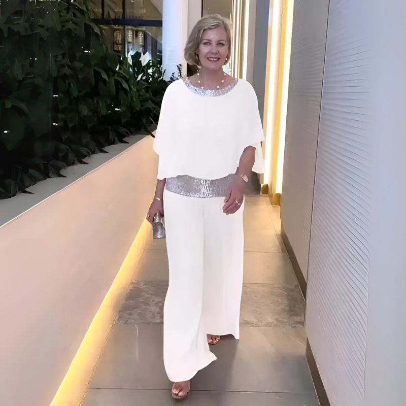 Gloria™ – Sequin-Trim Chiffon Two-Piece Set