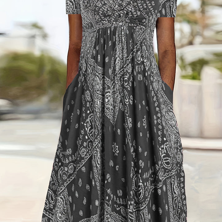 Yuki™-Casual Paisley Print Dress