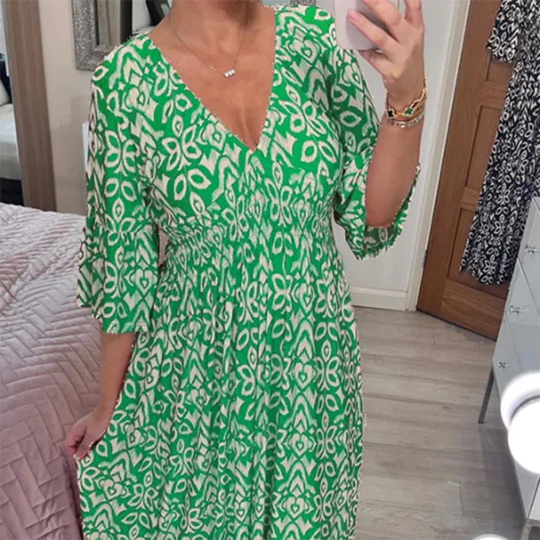 Tracie-Floral V-neck dress
