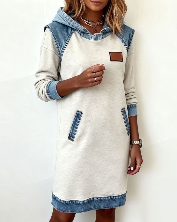 Macey™ Hooded dress with denim inserts