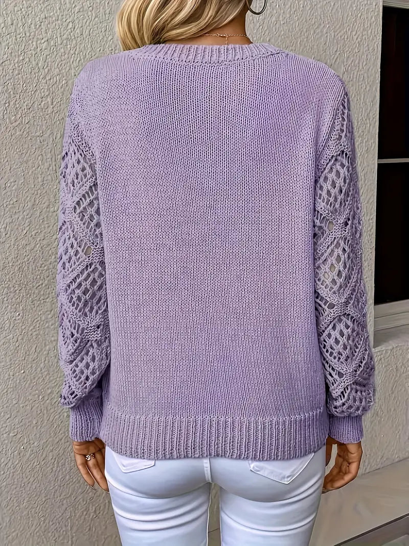 Elena | Lace-Sleeve Knit Sweater