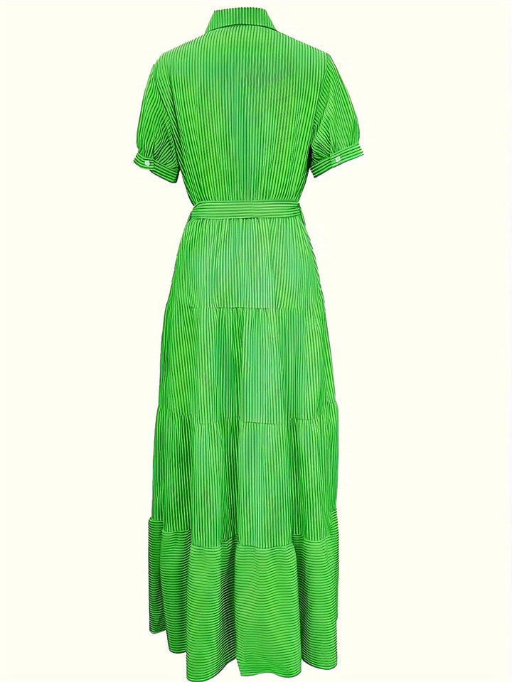 Briony™ – Belted Striped Shirt Dress