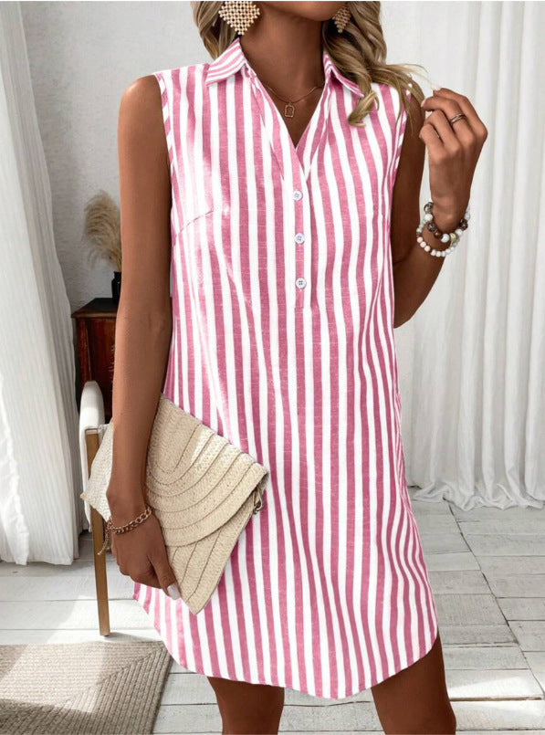 Georgina™ | Elegant Striped Shirt Dress