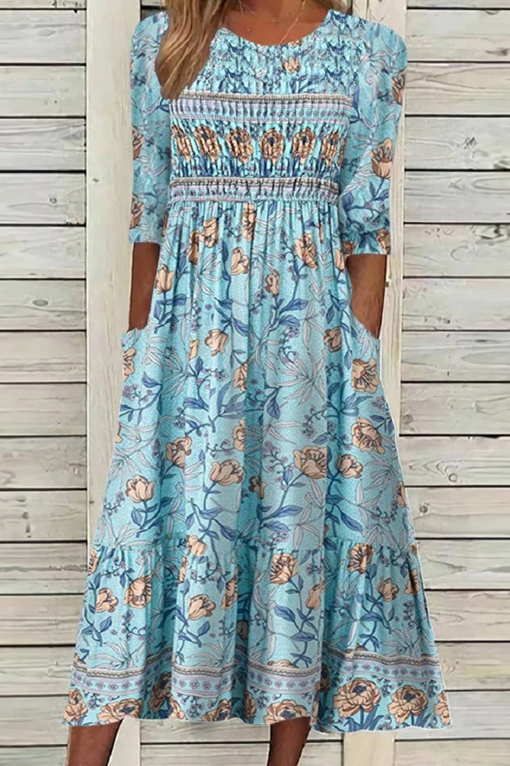 JOSIE | FLOWING PETAL DRESS WITH ELEGANT TUMMY COVERAGE