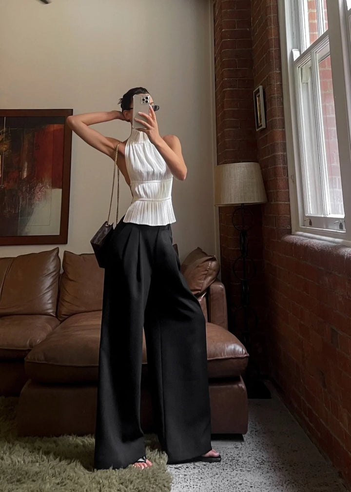 Lauren | Backless Pleated Top