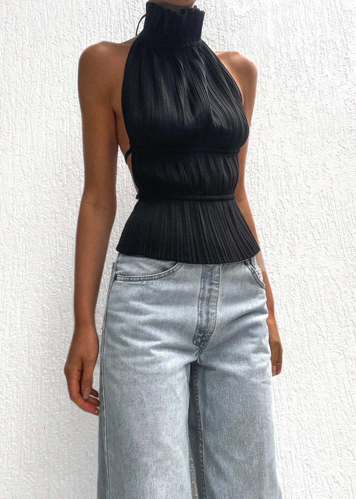 Lauren | Backless Pleated Top