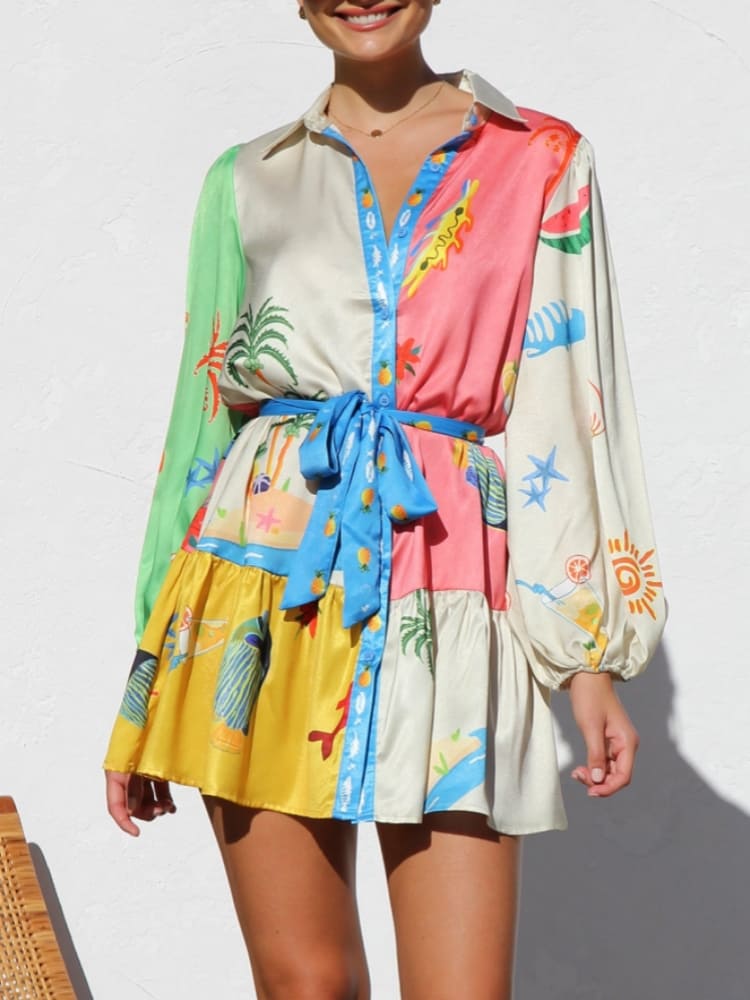 Naomi-Print Mini Dress