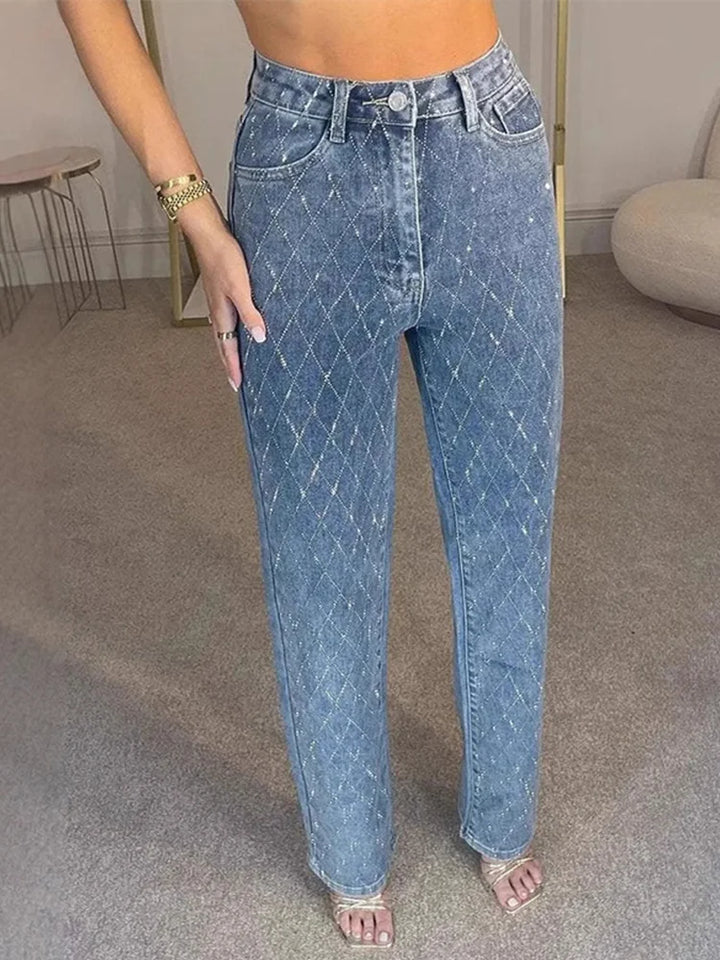 Elegant Jeans With Rhinestones
