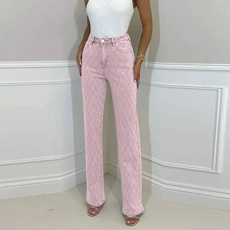 Elegant Jeans With Rhinestones