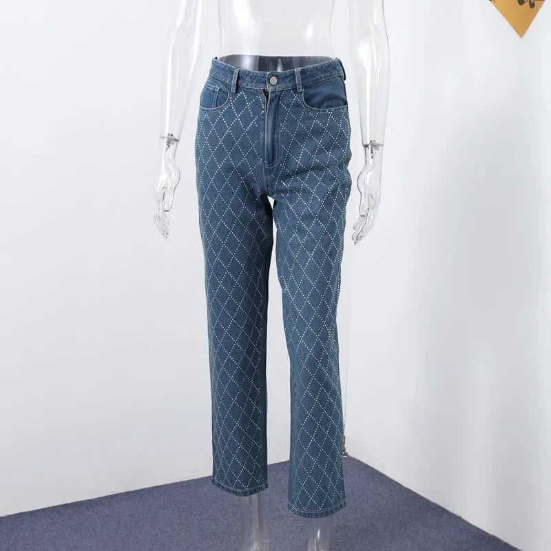 Elegant Jeans With Rhinestones