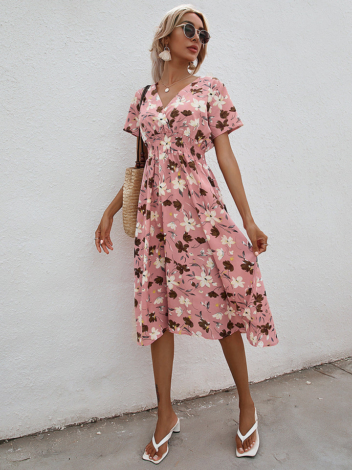 Rumi – Printed V-Neck Midi Dress