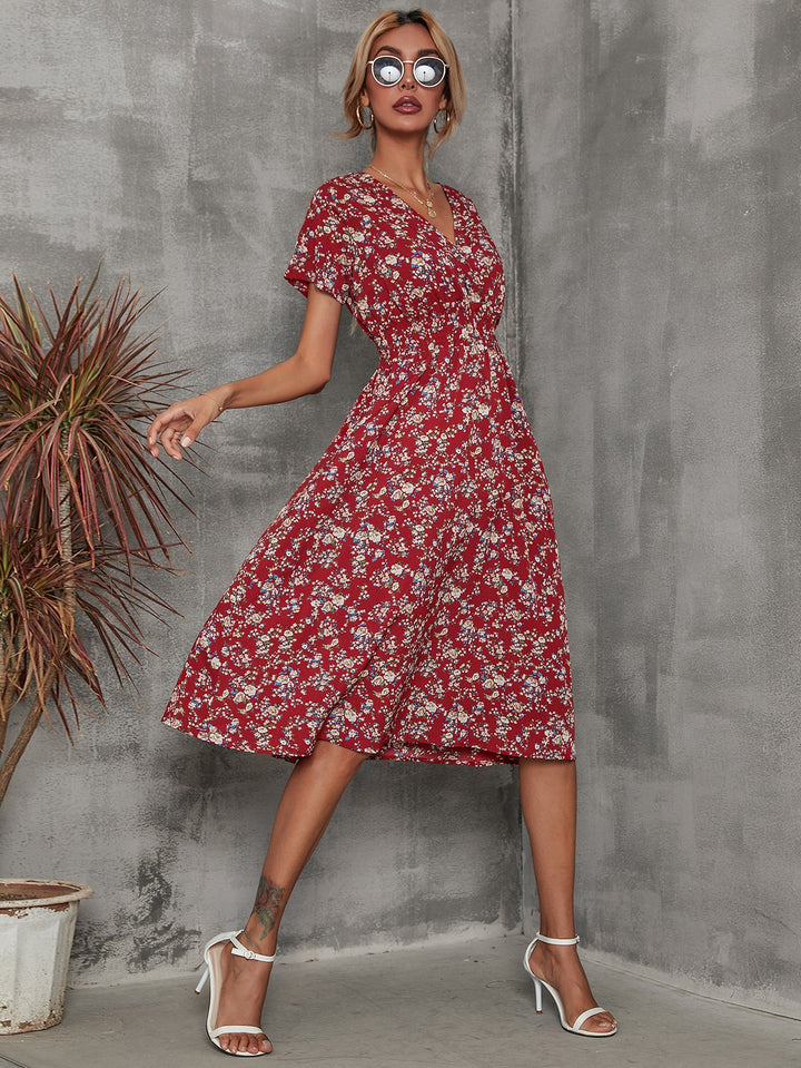 Rumi – Printed V-Neck Midi Dress