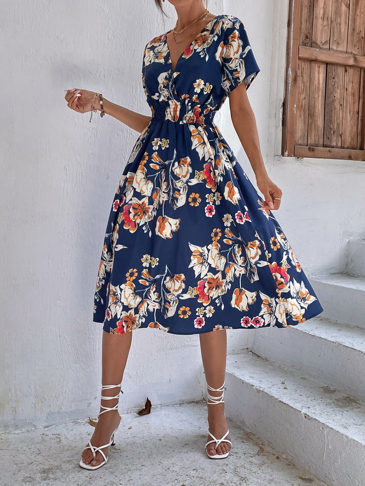 Rumi – Printed V-Neck Midi Dress