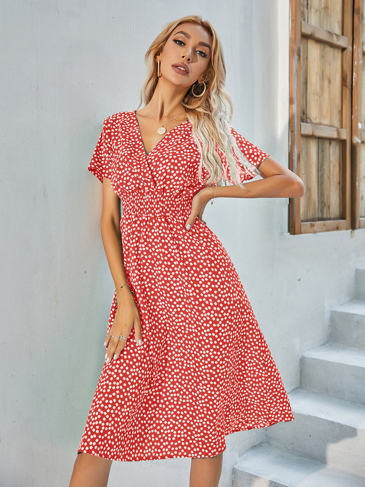 Rumi – Printed V-Neck Midi Dress