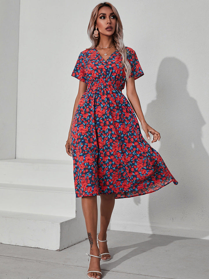 Rumi – Printed V-Neck Midi Dress