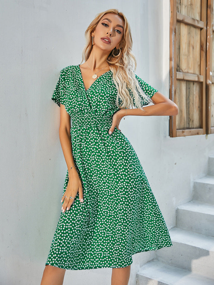 Rumi – Printed V-Neck Midi Dress