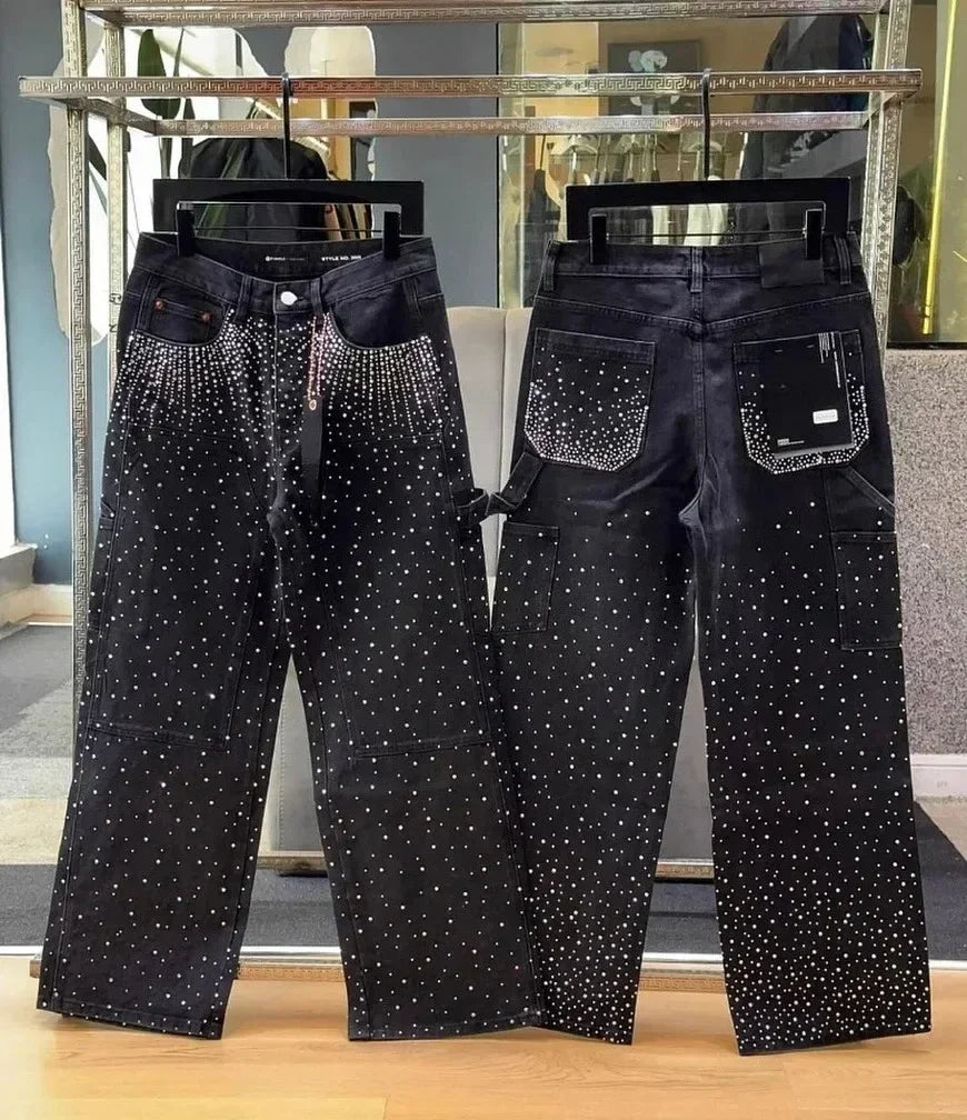 Wide Legs Jeans with Sequins